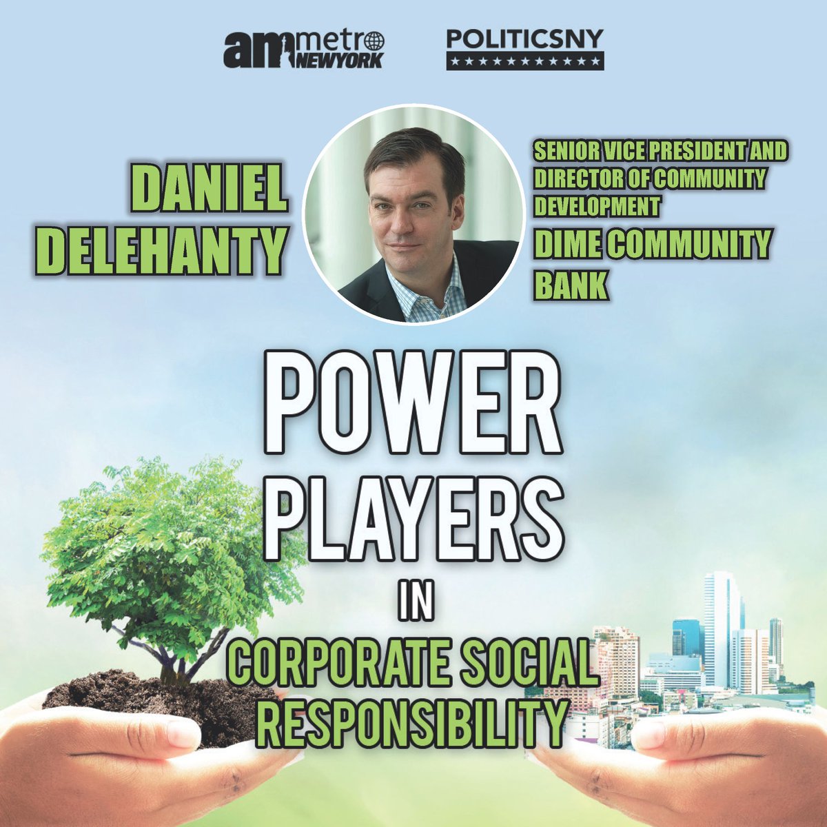 We're excited to share that #TeamDime's very own Daniel Delehanty, is being recognized as a power player in corporate social responsibility by @PoliticsNYnews & @amNewYork ! Congratulations Dan! 
#politicsnypp #pnypp #powerlist #amnypp #amnewyorkmetropp
