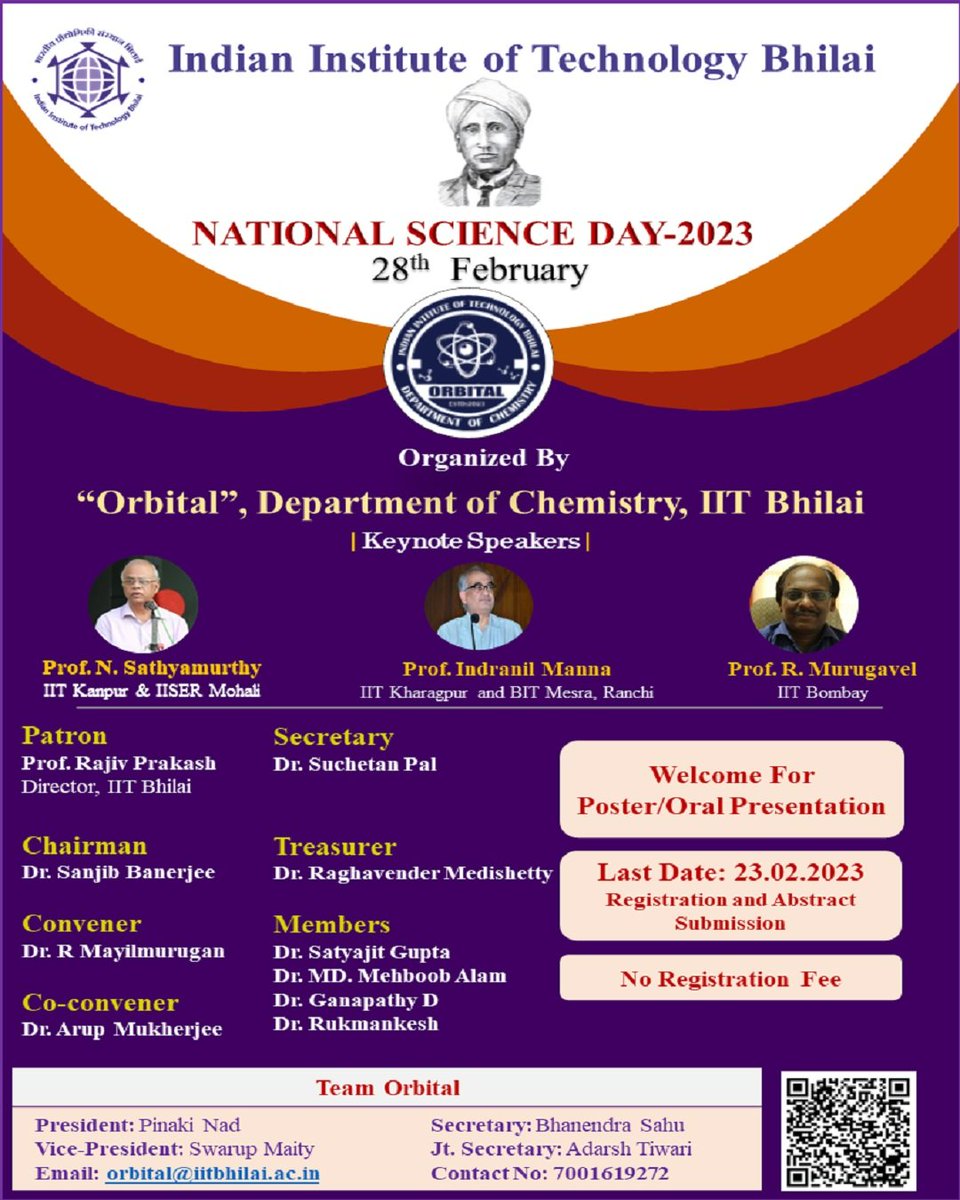 We the team Orbital, coming up with our inauguration event to replenish everyone's mind with innovative thoughts.
Check out for details
registration- forms.gle/wLgNh7gpiHkXDy…
<a href="/IIT_Bhilai/">IIT Bhilai</a>  <a href="/chemiitbhilai/">Chemistry at IIT Bhilai</a>