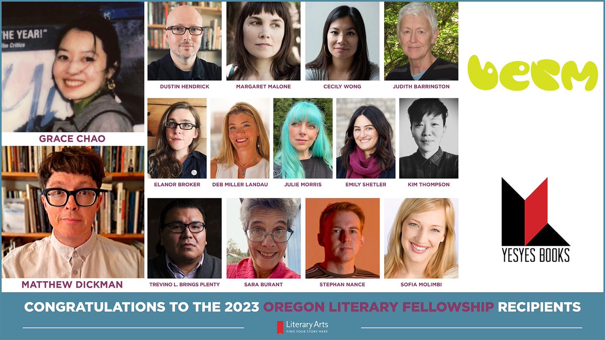Announcing the 2023 Oregon Literary Fellowship recipients! We received 536 applications from writers and 26 applications from publishers this year. Join us in celebrating this incredible group: literary-arts.org/2023/02/announ…