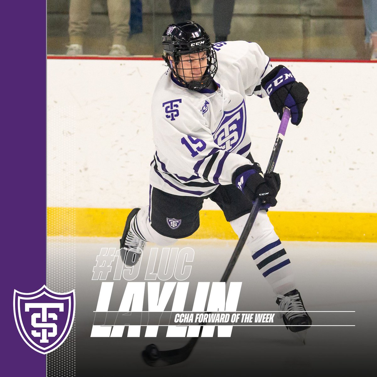 TommieMHockey's tweet image. Luc Laylin is your @CCHAHockey Forward of the Week!

The freshman forward led the league with three goals, all on the power play, over the weekend!

📰: bit.ly/40wR20y

#RollToms | @LaylinLuc