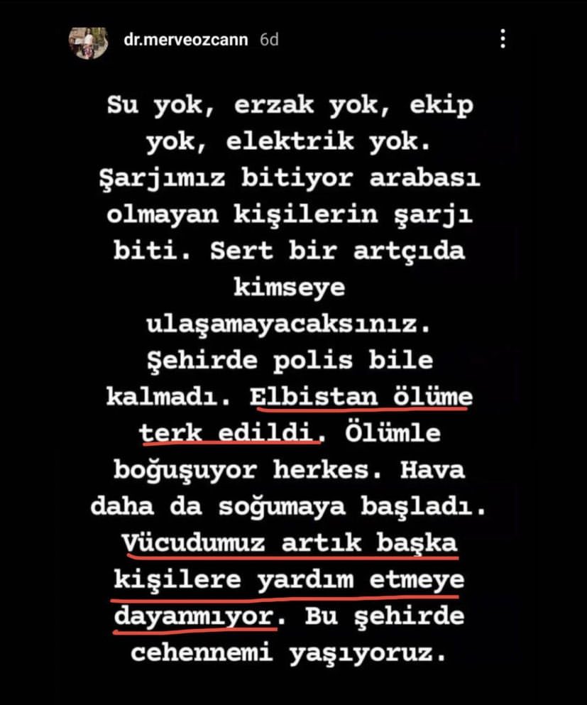 Mevy (@cartemevy) on Twitter photo ELBİSTAN ÖLÜME TERK EDİLDİ!
<a href="/OguzhanUgur/">Oğuzhan Uğur</a> <a href="/ahbap/">Ahbap</a> <a href="/haluklevent/">Haluk Levent ( Ahbap Ekibi )</a> <a href="/AFADKMaras/">AFAD Kahramanmaraş</a> <a href="/AFADBaskanlik/">AFAD</a> <a href="/DepremDairesi/">AFAD Deprem</a> #elbistan #Elbistandeprem #Elbistan #HelpTurkey <a href="/ahbap/">Ahbap</a> ELBİSTAN ÖLÜME TERK EDİLDİ!
<a href="/OguzhanUgur/">Oğuzhan Uğur</a> <a href="/ahbap/">Ahbap</a> <a href="/haluklevent/">Haluk Levent ( Ahbap Ekibi )</a> <a href="/AFADKMaras/">AFAD Kahramanmaraş</a> <a href="/AFADBaskanlik/">AFAD</a> <a href="/DepremDairesi/">AFAD Deprem</a> #elbistan #Elbistandeprem #Elbistan #HelpTurkey <a href="/ahbap/">Ahbap</a>