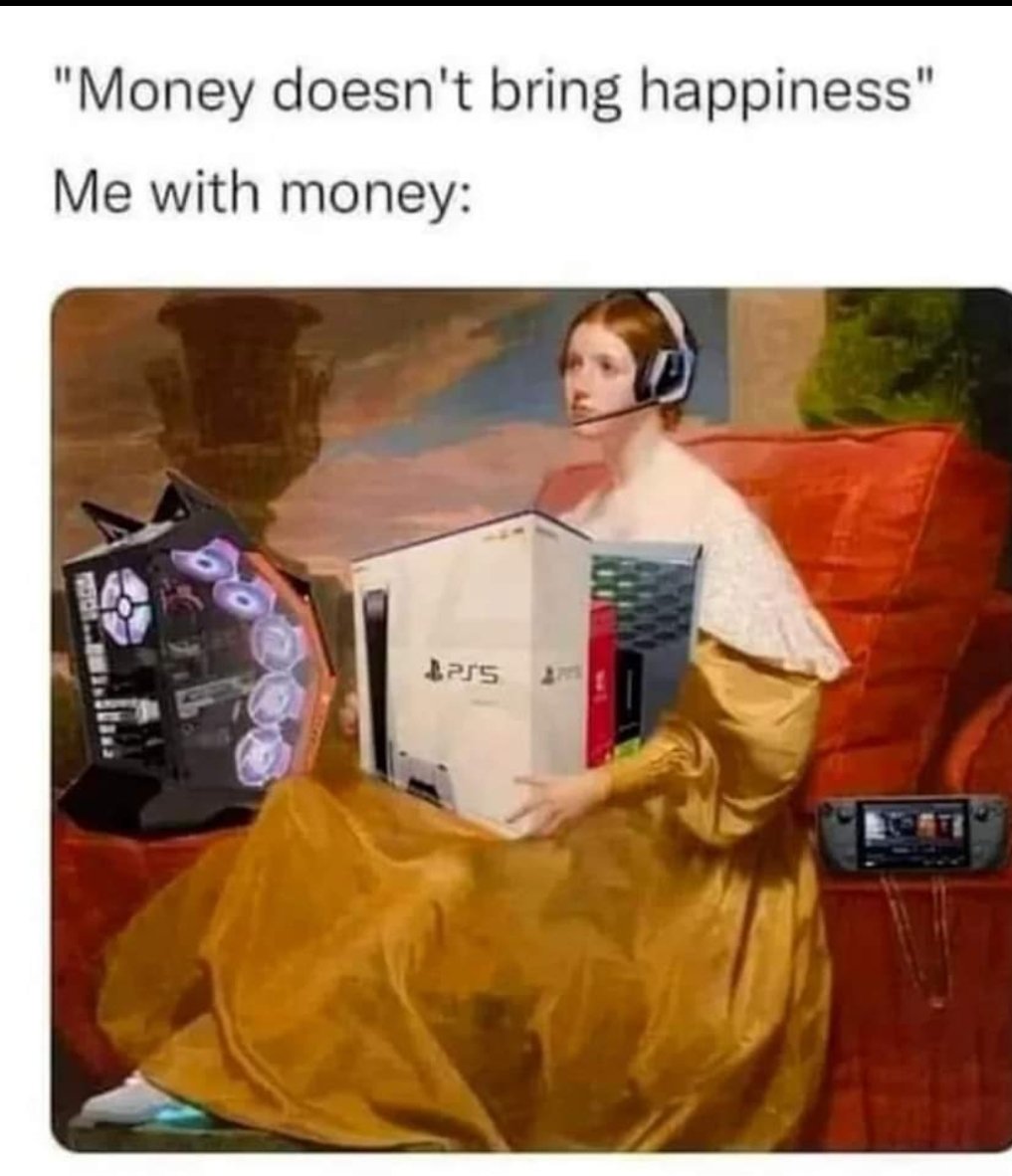 Shawy861's tweet photo. Money doesn't buy happiness, but does help 🤣 #ps5  #buyhappiness #gamers #gamingcommunity https://t.co/87WrISBSSD