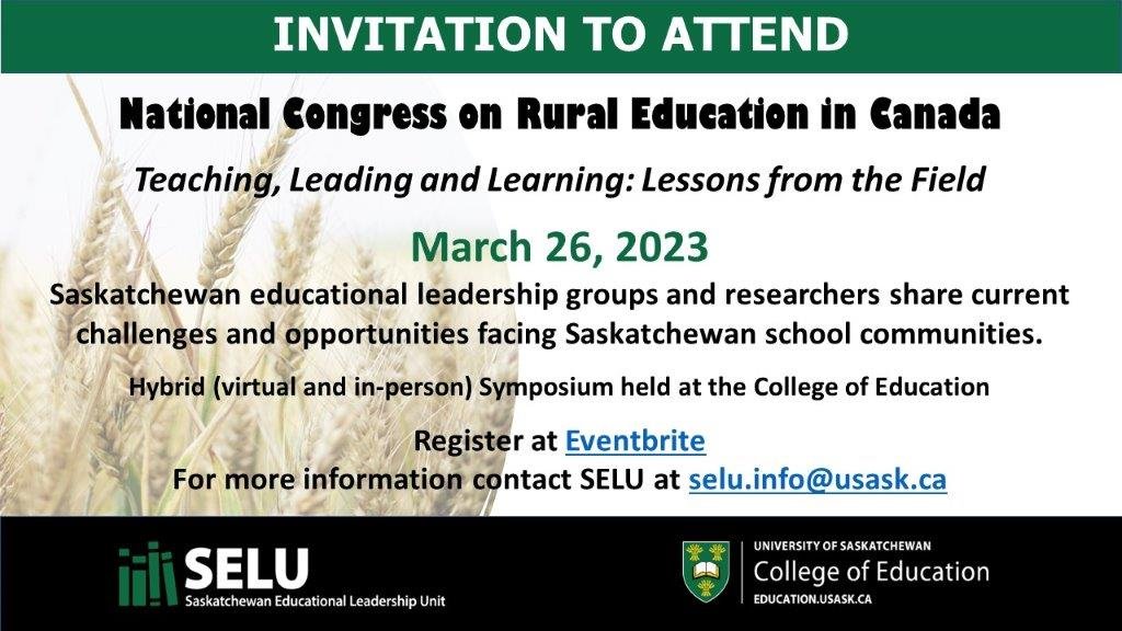 RuralEdCongress's tweet photo. Registration is open for the National Congress on Rural Education in Canada Symposium.  Sunday, March 26th.  Register at https://t.co/nrlMHfFI62 https://t.co/7Sxb7jfPfQ