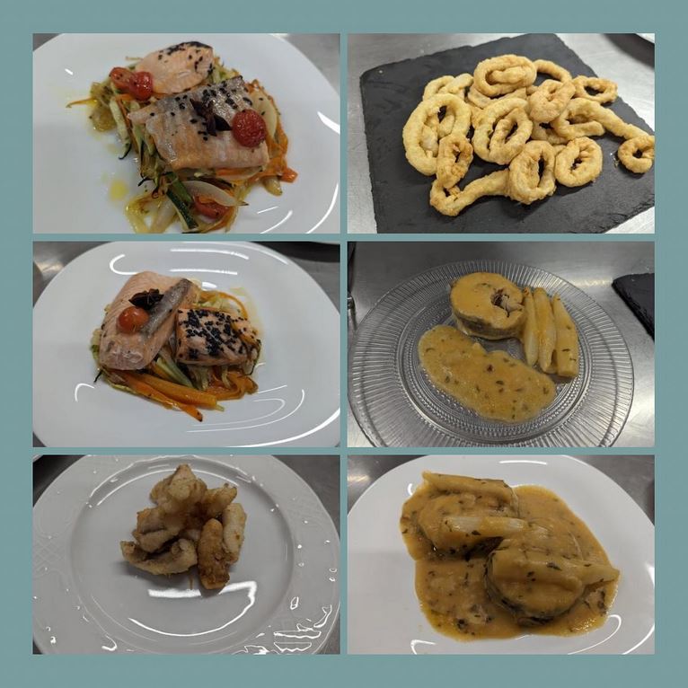 Plats de #peiximarisc, també pels alumnes de 1r curs d’#EPA. Perquè hi ha molt més que carn a la bona cuina. Molt bons, nois i noies, felicitats! #formaciódual #indústriesalimentàries #ciclesformatius #peix #marisc
