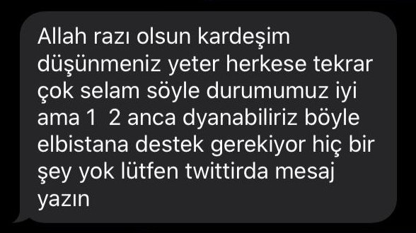 ahmetmi0's tweet photo. Elbistan Tepebaşı Mahallesinde halen hiçbir kurum ve kuruluş desteği yok arkadaşlarımız kendi kaderine terk edilmiş durumda. Bu durumda 1-2 gün dayanabileceklerini iletiyorlar. Lütfen yayalım. @AFADBaskanlik @buyuksehirkm @ahbap @TC_icisleri 
#MARAS 
#Elbistan 
#deprem https://t.co/iUG7ECTTER