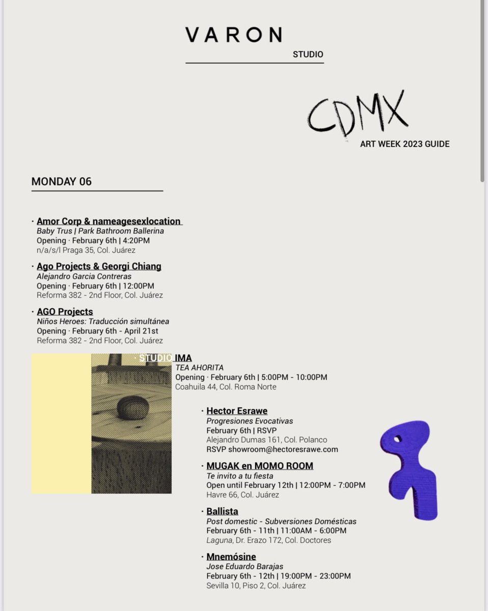 ginjaramillo's tweet photo. Acá va otra lista de expos que pueden visitar esta semana! @L_A_B_O_R @varon_official @anahuacalli y mucho más 👏🏽👏🏽🔥 #semanadelarte vía @varon_official https://t.co/N9boHXlA3N