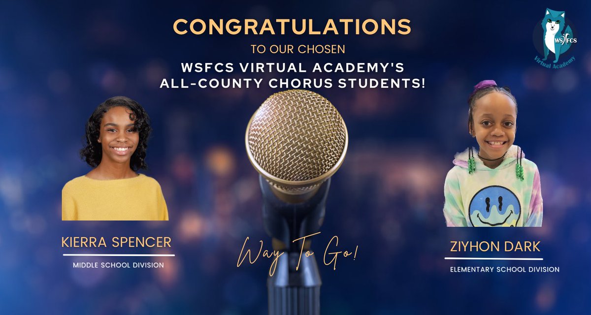 wsfcsvirtual's tweet photo. We’d like to honor our students Kierra S. and Ziyhon D. for being chosen for All-County Chorus! Wonderful job ladies. We at #WSFCSVirtualAcademy are all very proud of you and your hard work. We know you’ll do great. ❤️ https://t.co/4JvMH9kWGF