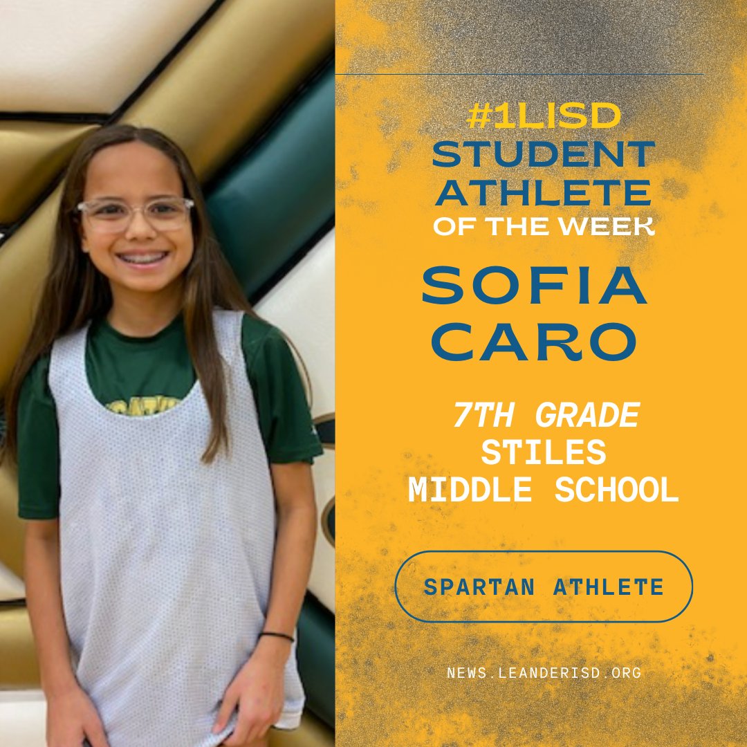 Leander ISD on X: Sofia Caro of @StilesSpartans is the #1LISD  Student-Athlete of the Week! “Sofia brings her best each day. She is nice  to others, fun to coach, and works hard