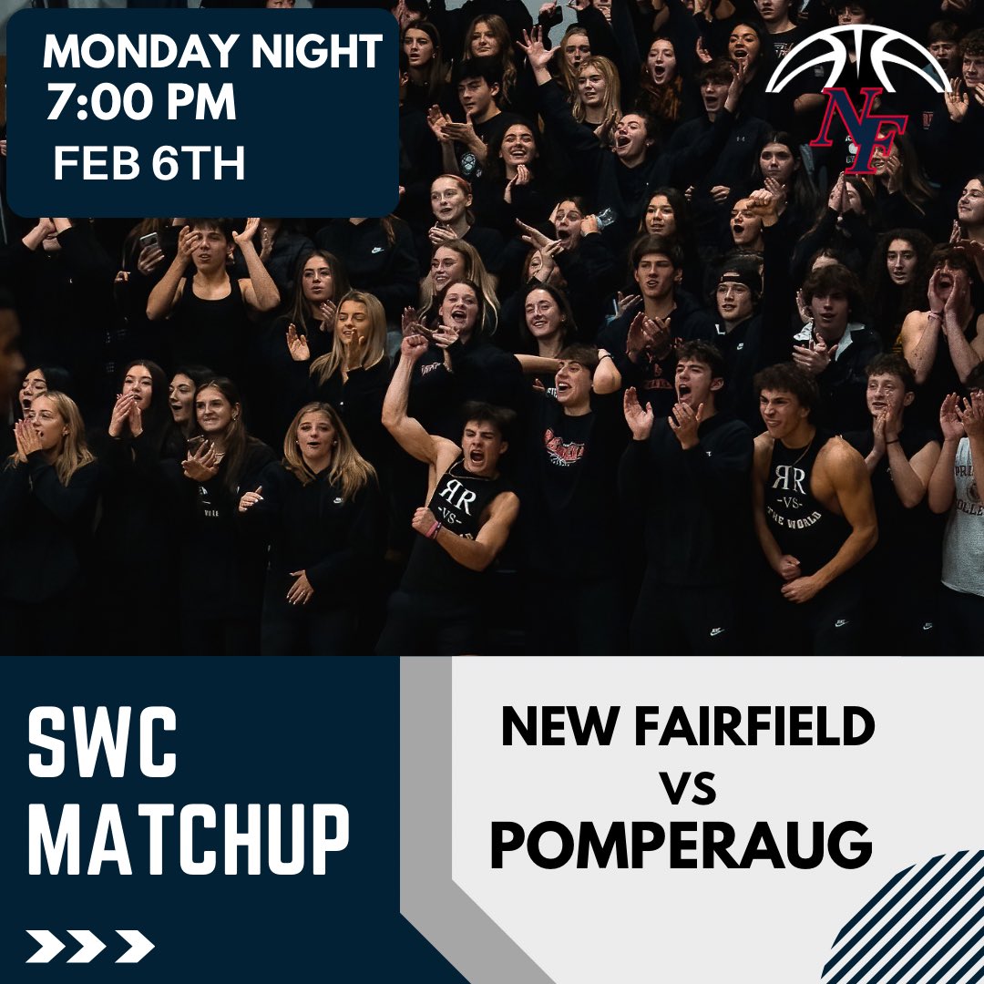 New Fairfield Boys Basketball (@nfhsboyshoops) on Twitter photo 🏀 GAME DAY 🏀
Big conference game tonight!
⏰ 7️⃣PM
🆚 Pomperaug
📍 New Fairfield High School
#CTBB <a href="/GameTimeCT/">GametimeCT</a> <a href="/swc_sports/">SWC Sports</a> 🏀 GAME DAY 🏀
Big conference game tonight!
⏰ 7️⃣PM
🆚 Pomperaug
📍 New Fairfield High School
#CTBB <a href="/GameTimeCT/">GametimeCT</a> <a href="/swc_sports/">SWC Sports</a>