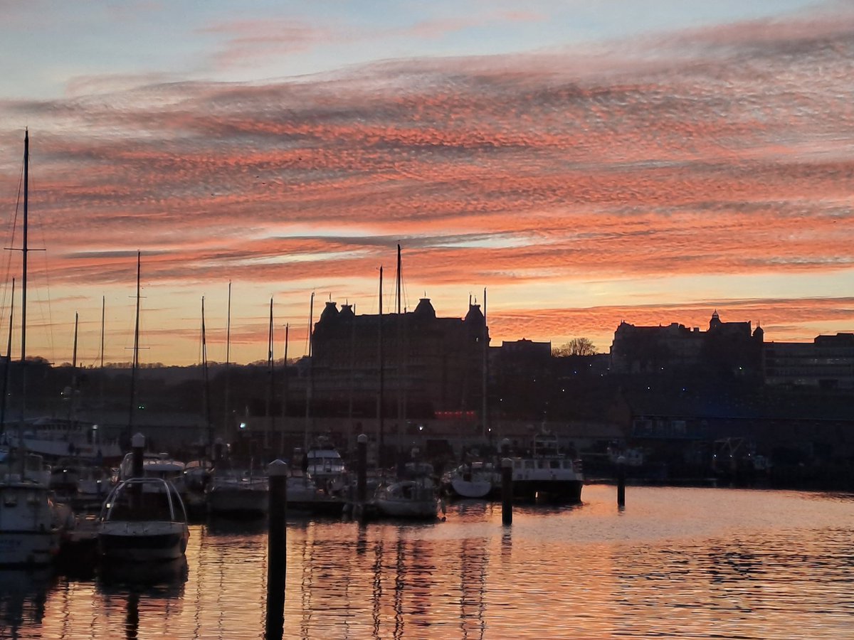 Love my Home Town #sunset #Scarborough #harbourlife 🌊🐕