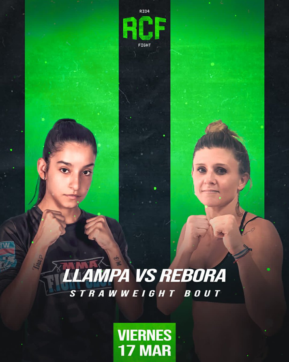 MMAArgento's tweet photo. Lourdes Llampa vs. Soledad Rebora confirmada para el 17 de marzo en RCF 7.
#RCF7 #MMA #MMAArgento https://t.co/hZVk7Y2ZbO