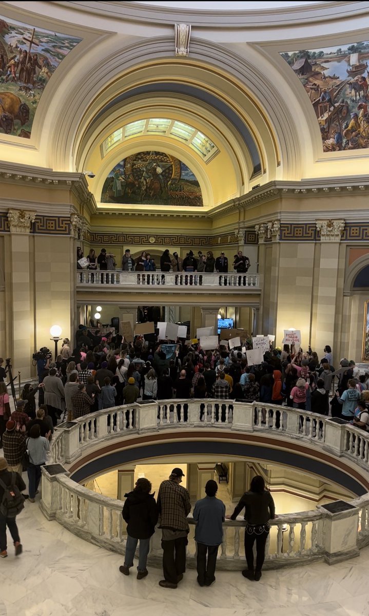 OKSenateDemsCC's tweet photo. The biggest applause of the address has been Stitt promising to ban gender affirming care. #StateOfTheState #okeg
Just outside the chamber, LGBTQ+ allies stand together in unity. https://t.co/Qsb4fHEIRY
