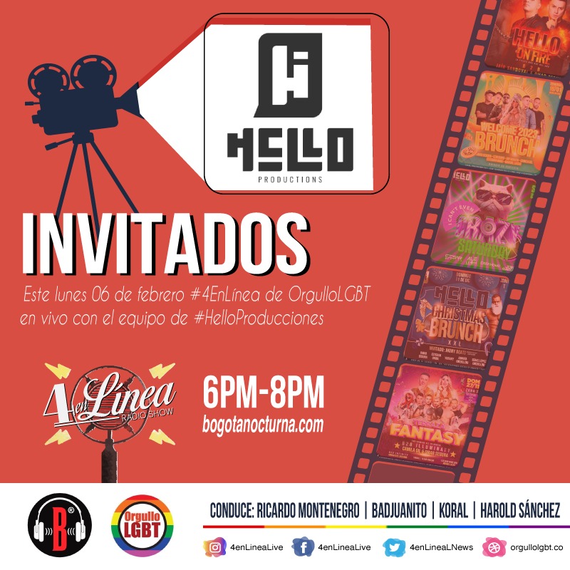 OrgulloLGBT's tweet photo. RECUERDA HOY 6pm termina tu tarde con nuestro programa radial🎙 @4enlineaNews
con @Badjuanito @fernandokoral @soyharoldsan y
@r_montenegro vía streaming por https://t.co/Ac5kyjEqex
INVITADOS #HelloProducciones quienes nos hablarán de sus eventos 2023
@CORPRENSACOL @bocturna https://t.co/YdWb0cZXt6
