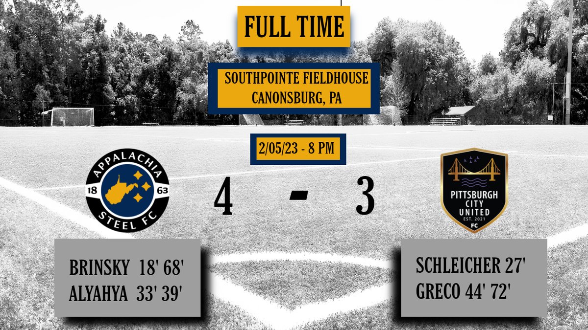 ASFC63's tweet image. We came out on the right side of a close and intense match vs @pittcityunited! Thanks to them for the game and we look forward to following their success! We are off next Sunday for the Super Bowl but then we are back at it on Feb 19 for a rematch vs Africa United! See you then!