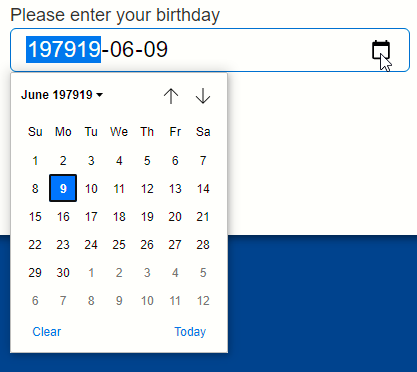 mirgray's tweet photo. No. Your input form should not permitted errors like this. The year 197919 is not within a reasonable year range. #UXOops https://t.co/eAfPZ2yRhP