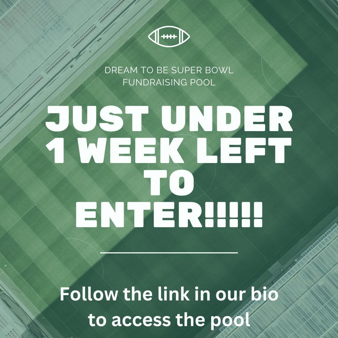 _dreamtobe's tweet photo. With the Super Bowl just 1 week away, it is time to enter into the annual Dream to Be fundraising pool. Funds go straight to helping young girls from underprivileged families get their start in the sport of hockey.

Link to enter:
https://t.co/qlst4VPZVc https://t.co/n3GcGpHkKr