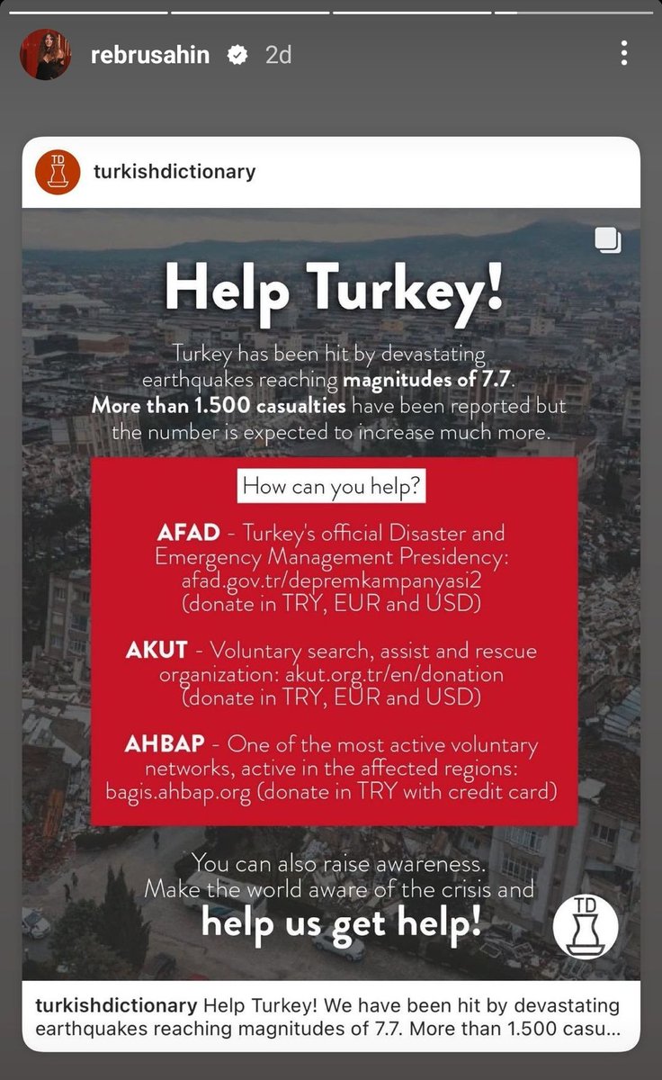 allaboutebru's tweet photo. Ebru Şahin instagram story! 🙏🏻
#Deprem https://t.co/Dm1wgbyjsE