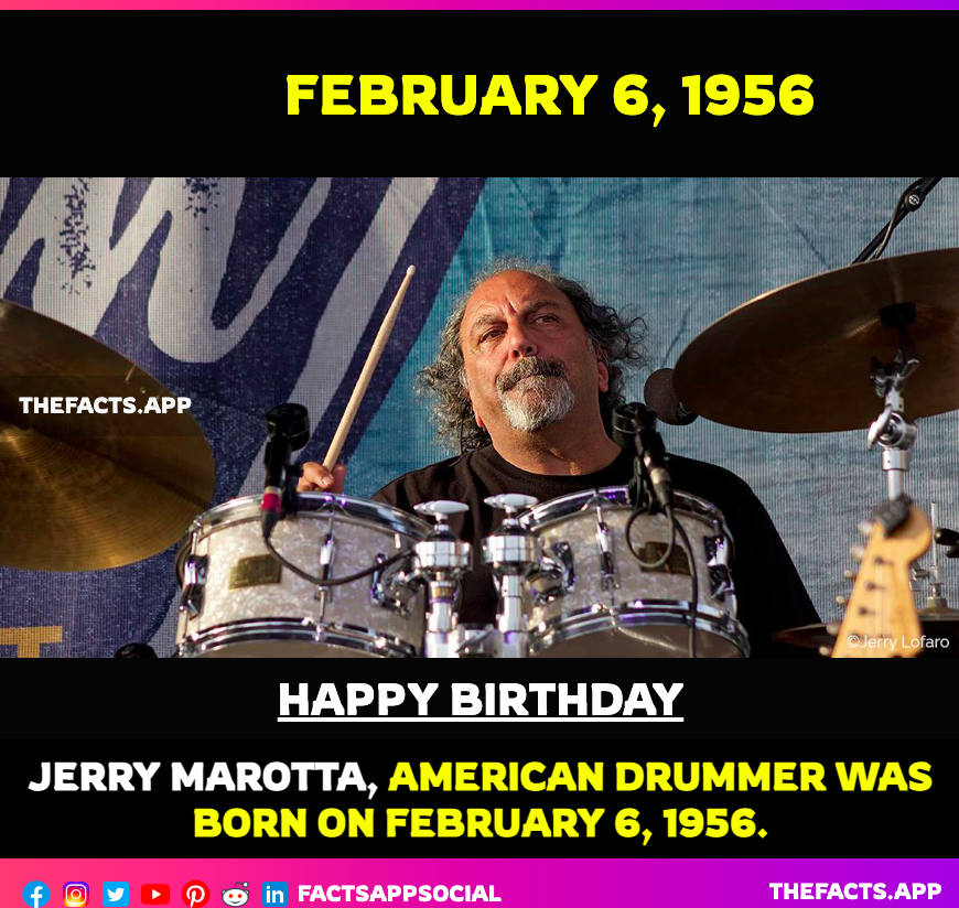 #OnThisDay #DidYouKnow #JerryMarotta (@JerryMarotta), #American #drummer was born on February 6, 1956. Please Like,Follow and Retweet. #Sevendys #PhilKeaggy #TonyLevin

thefacts.app/facts/births/j…