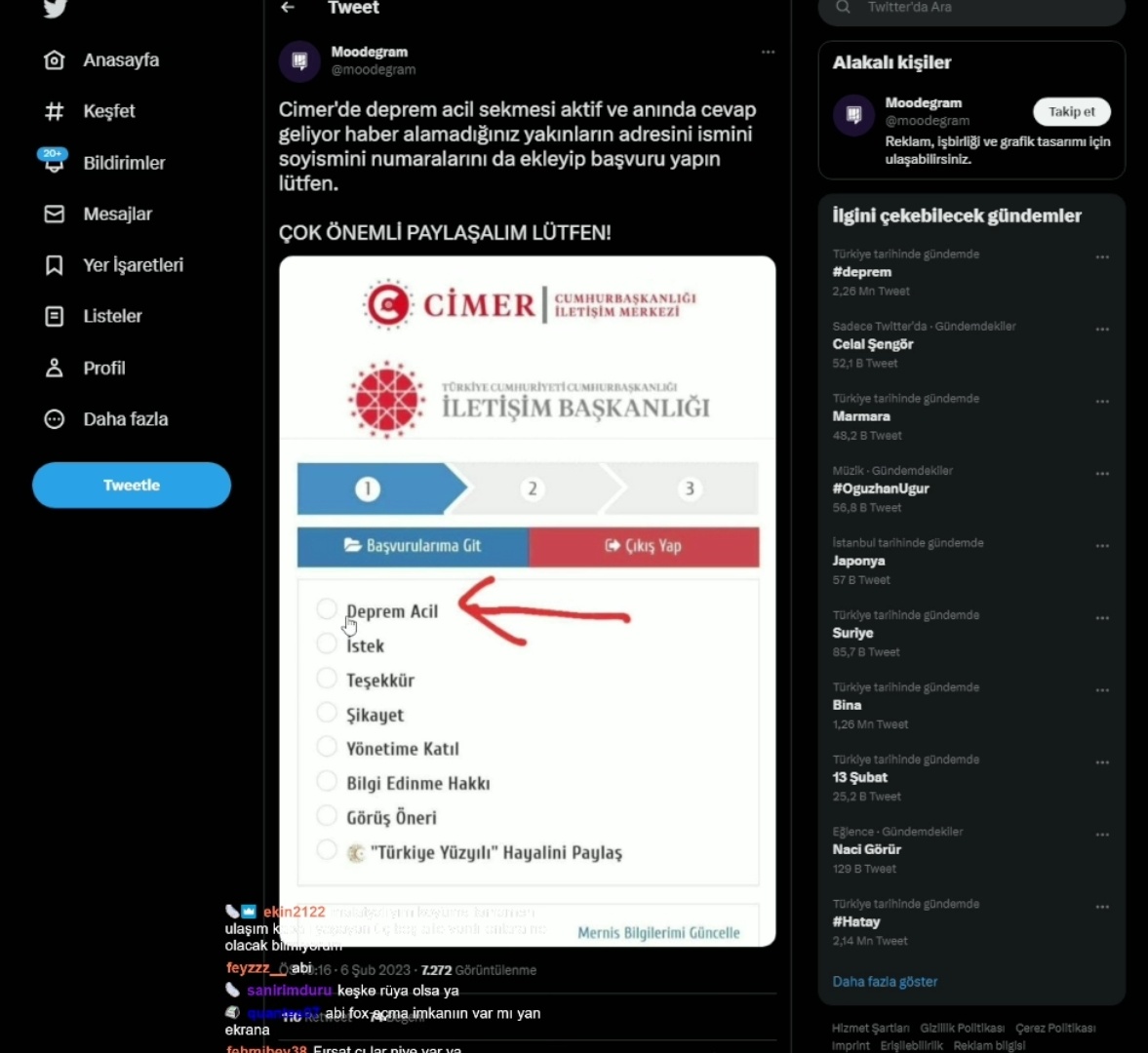 DEPREM BÖLGESİNDE ULAŞAMADIĞINIZ YAKINLARINIZA BU KANALDAN ULAŞA BİLME İMKANINIZ VAR BİLGİNİZ OLSUN
