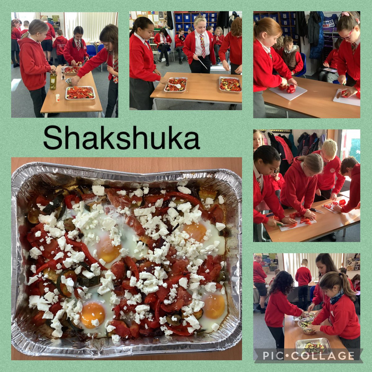 Yr5/6 loved this mornings collaborative live cooking session. They created a delicious traditional dish from Israel known as Shakshuka. There was a real energy across the 2 rooms. A great way to begin their food festival.  #cuspcurriculum @baronbedford @UnitySchoolsP