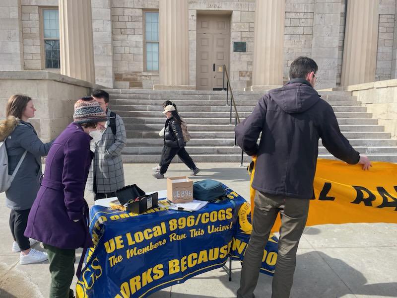 Our Monday/Friday #RealRaises picket continued in the pentacrest today @uiowa! Our members won’t stop until we get the contract we deserve! #COGSDemands #COGSContract2023