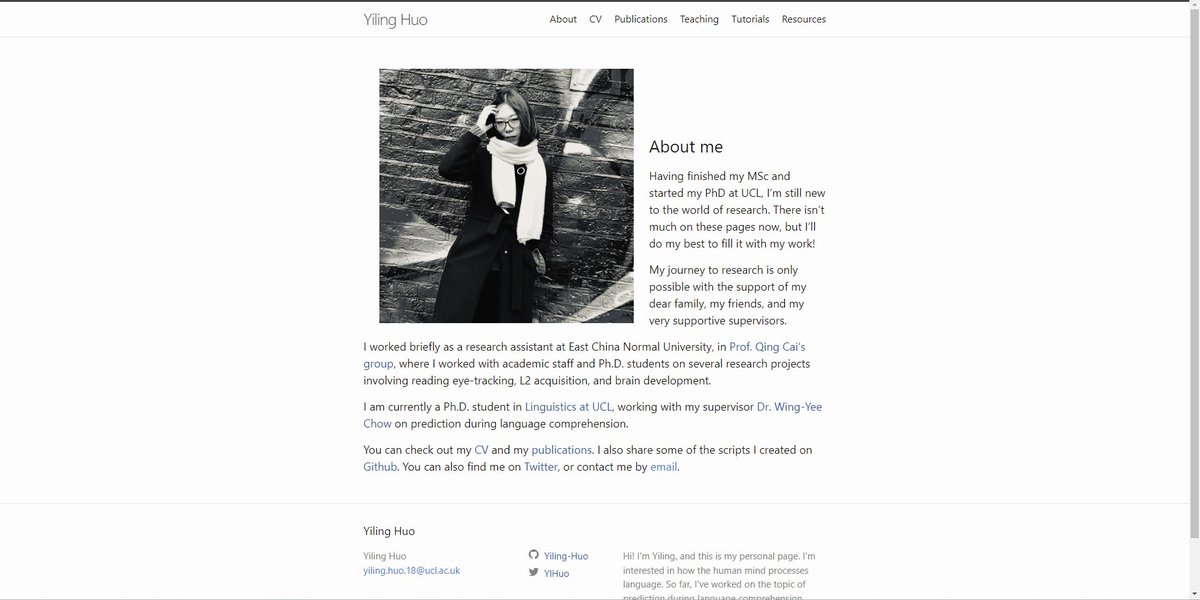 My website is up! Check it out: yiling-huo.github.io