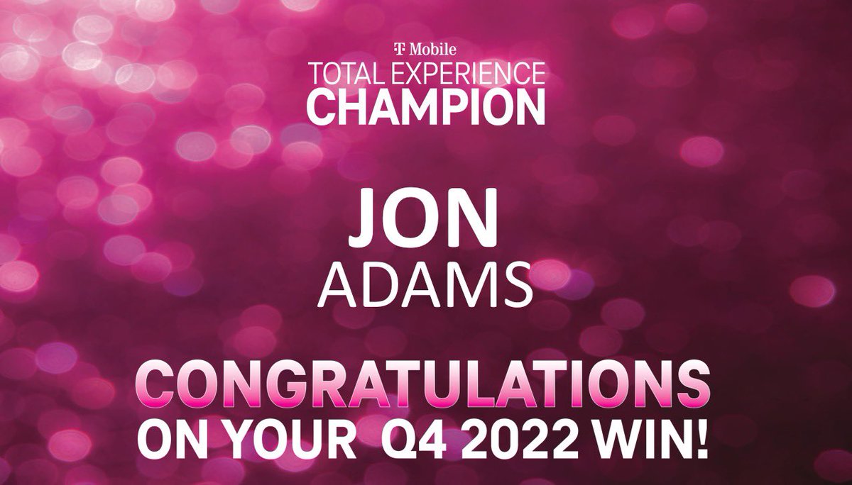 Congratulations <a href="/JJJAAAdams/">Jon Adams</a> on your Q4 Total Experience Champion win! You continue to be a champion of change as we find new ways to 💙 our customers! 🙌🏼 @tomjyang