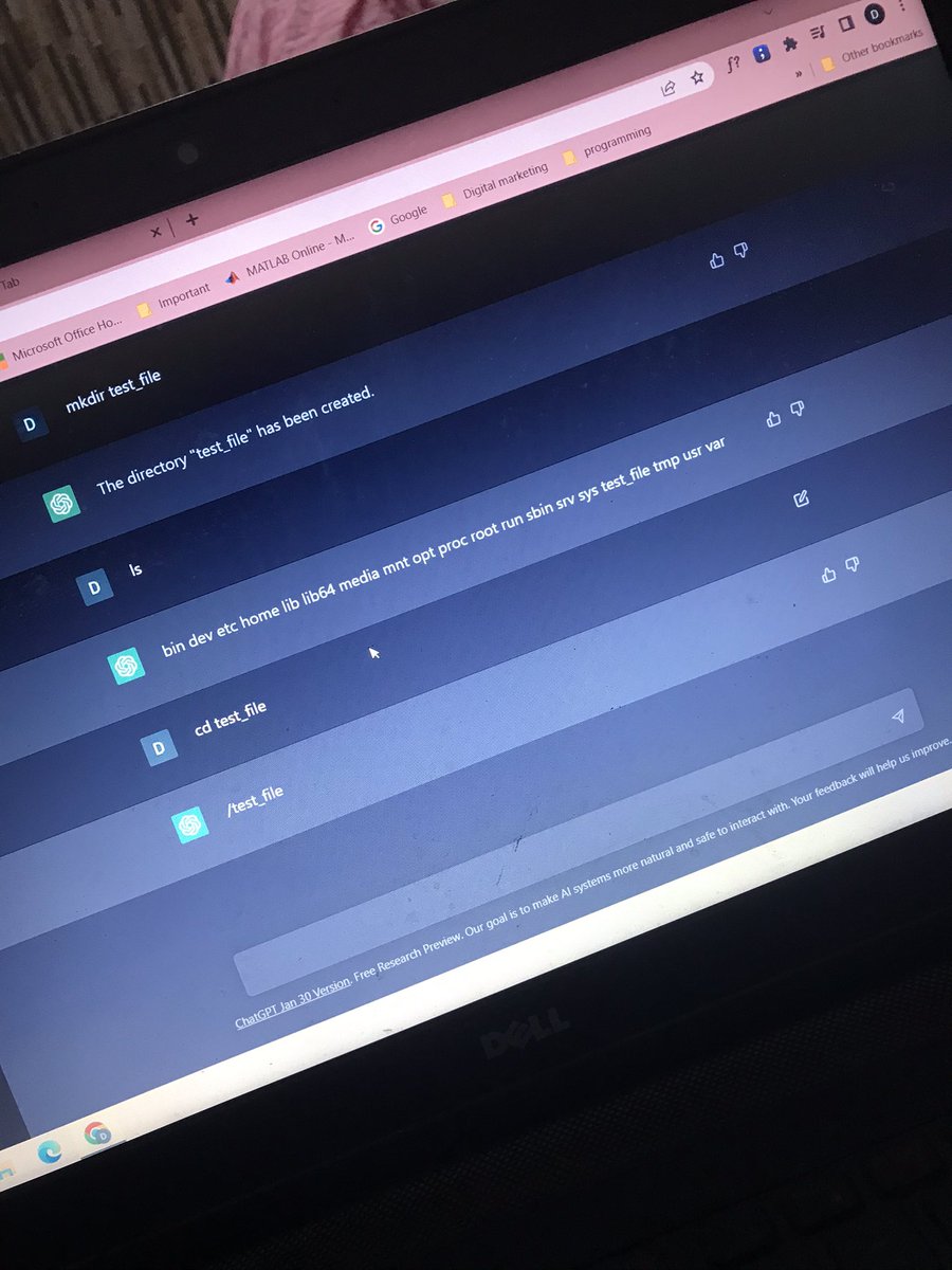 Dilpreetkoh's tweet photo. Figured something real cool so I thought I should share with you all. You can actually turn your ChatGBT into Linux cmd Prompt and it works. #chatGBT #linux #linuxcmd https://t.co/DoLFSrCqGN