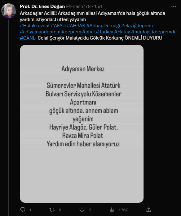 MDepremyard's tweet photo. #deprem #DEPREMOLDU #SONDAKIKA #hatay  #antakya #antakyadeprem #adıyaman #adiyamandeprem https://t.co/ugISBQHW9q