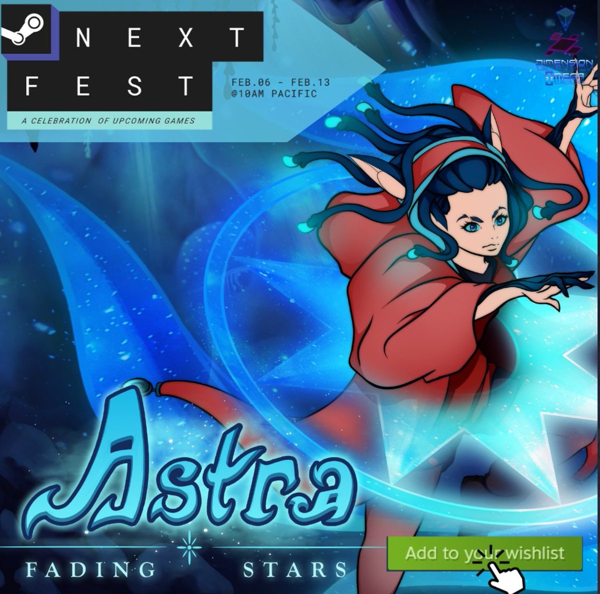 It's happening! <a href="/AstraFadingStar/">Astra: Fading Stars</a> is live on #SteamNextFest !😍✨

Join us there 😄!
#metroidvania #indieGames #indieGaming #indieGameDev #Art #action #animation #2D #godotEngine