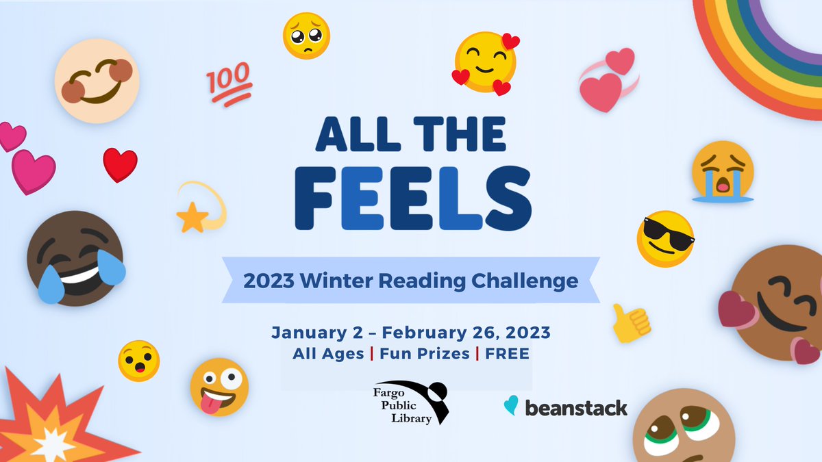 fargolibrary's tweet image. ❄️ How are you doing on the #FargoPublicLibrary &apos;All the Feels&apos; Winter Reading Challenge? Visit our website or a 
@fargolibrary location near you to get started. Details bit.ly/FPLWinterRead2…
#WinterReadingChallenge #BeanstackChallenge