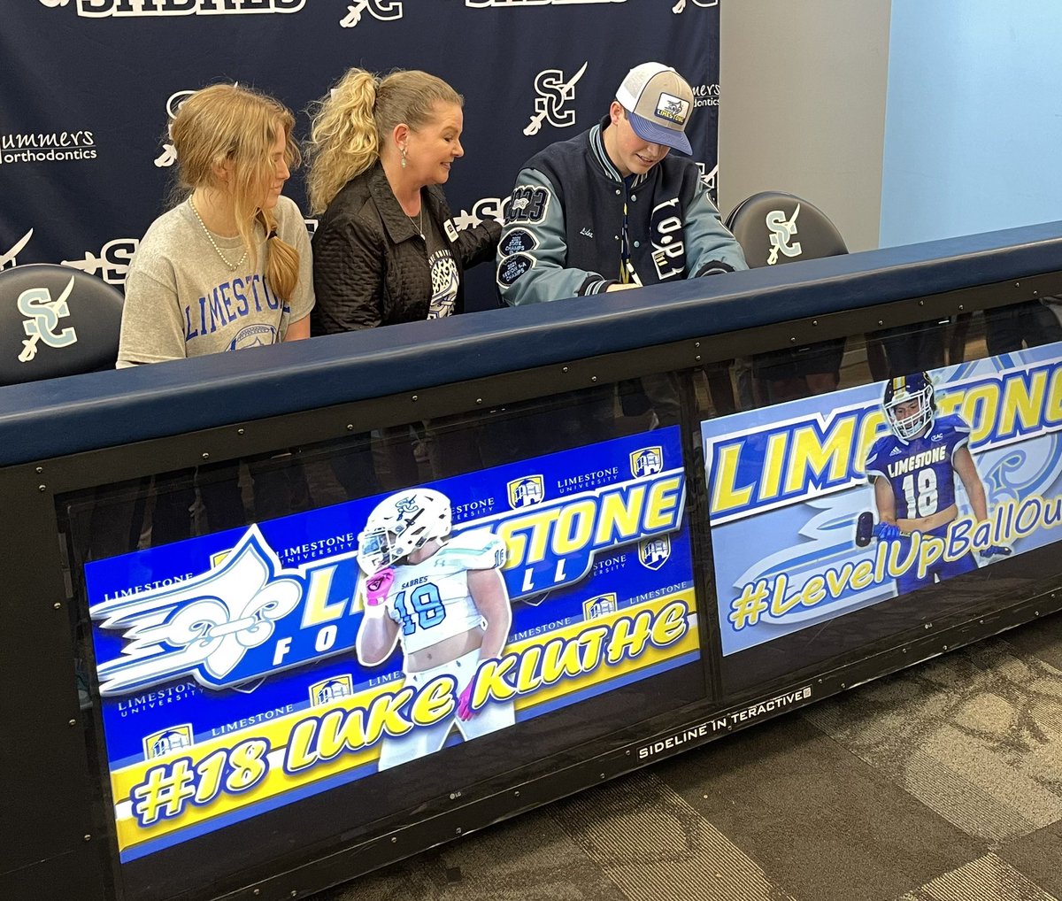 Congratulations to @LukeKluthe and his entire family on signing to continue his academic and athletic career @LimestoneFB !!! Sabre Nation is proud of you!!! #OnceASabreAlwaysASabre