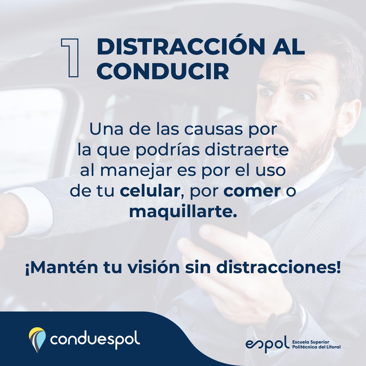 conduespolep's tweet photo. ¡Conoce 3⃣ causas por las que ocurren siniestros de tránsito!

🚦 Mantente atento a la vía y no permitas que las distracciones o imprudencia al volante, destruyan tu vida o la de tu familia. 

¡Cuida de ti y de los tuyos! 💗

#ConduEspol #SeguridadVial #Espol https://t.co/vWMxBWPCTe