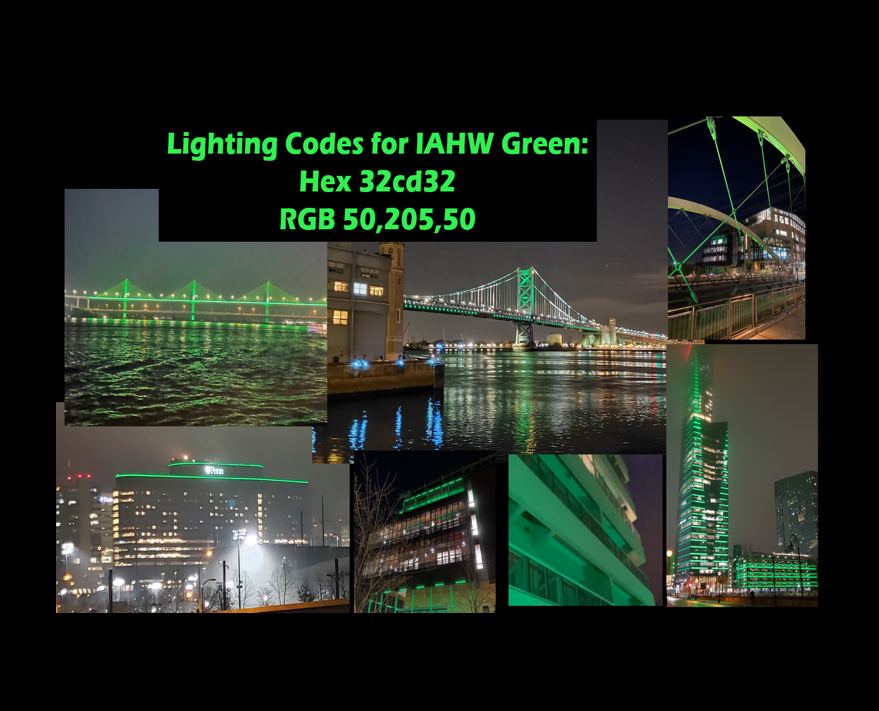 IAHW_IAAH's tweet photo. These communities went Lime Green for IAHW in previous years. 
 Do you want to light up your community Lime Green in honor of IAHW 2023?  Here are the lighting codes for you!  Let's light up the world lime green for adolescents next month!
#IAHW2023 @IAAHglobal https://t.co/lyCK7j4OO5