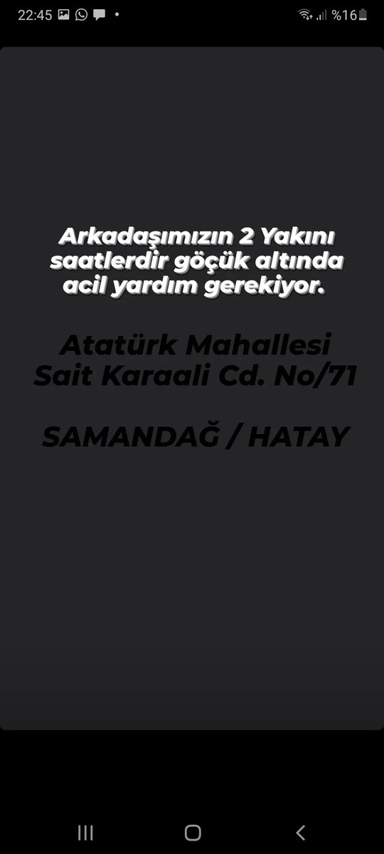 ACIL yardım gerekiyor lütfen birileri ulaşsın artık. #hatay #afad #deprem #ahbab #acil