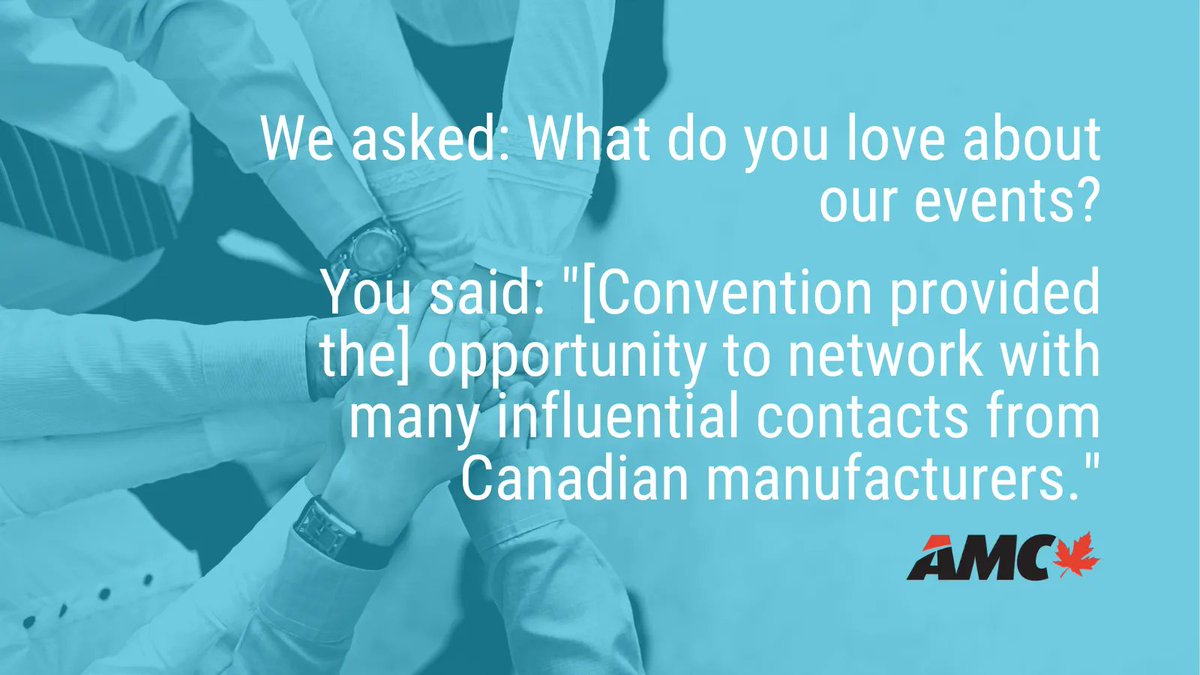 For today's #AMCMemberMonday, we feature feedback from our latest event, our Convention #AMCThrive. Members state that the event provided the opportunity to network with many influential contacts from Canadian manufacturers. 
#CdnAg #Agriculture #Manufacturing