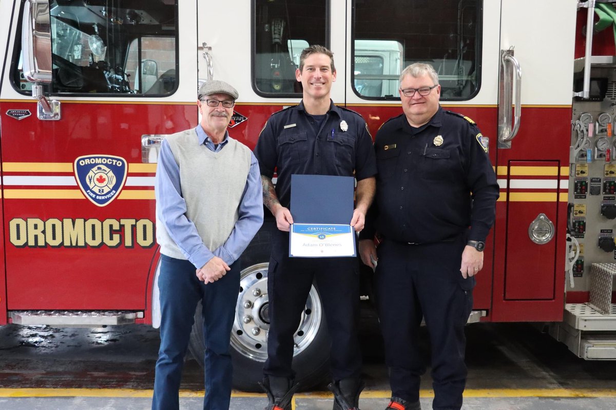 Congratulations to Firefighter Adam O’Blenes on his 15 years of service with the Oromocto Fire Department. Thank you for your dedicated service to our department and the communities we serve!