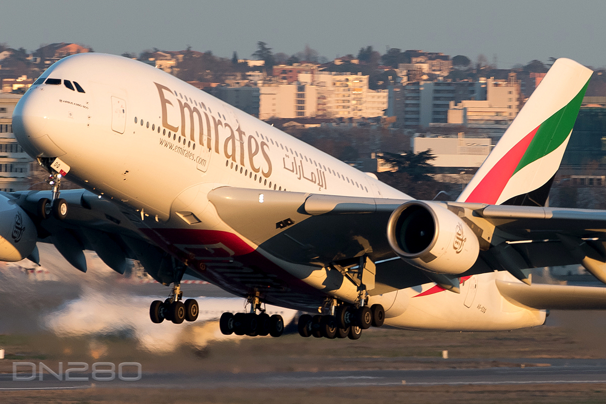 dn280's tweet photo. Emirates #A380-861 msn 080 A6-EDQ left TLS today. #Airbus #AvGeek #AvGeeks https://t.co/I3wMO76t3w