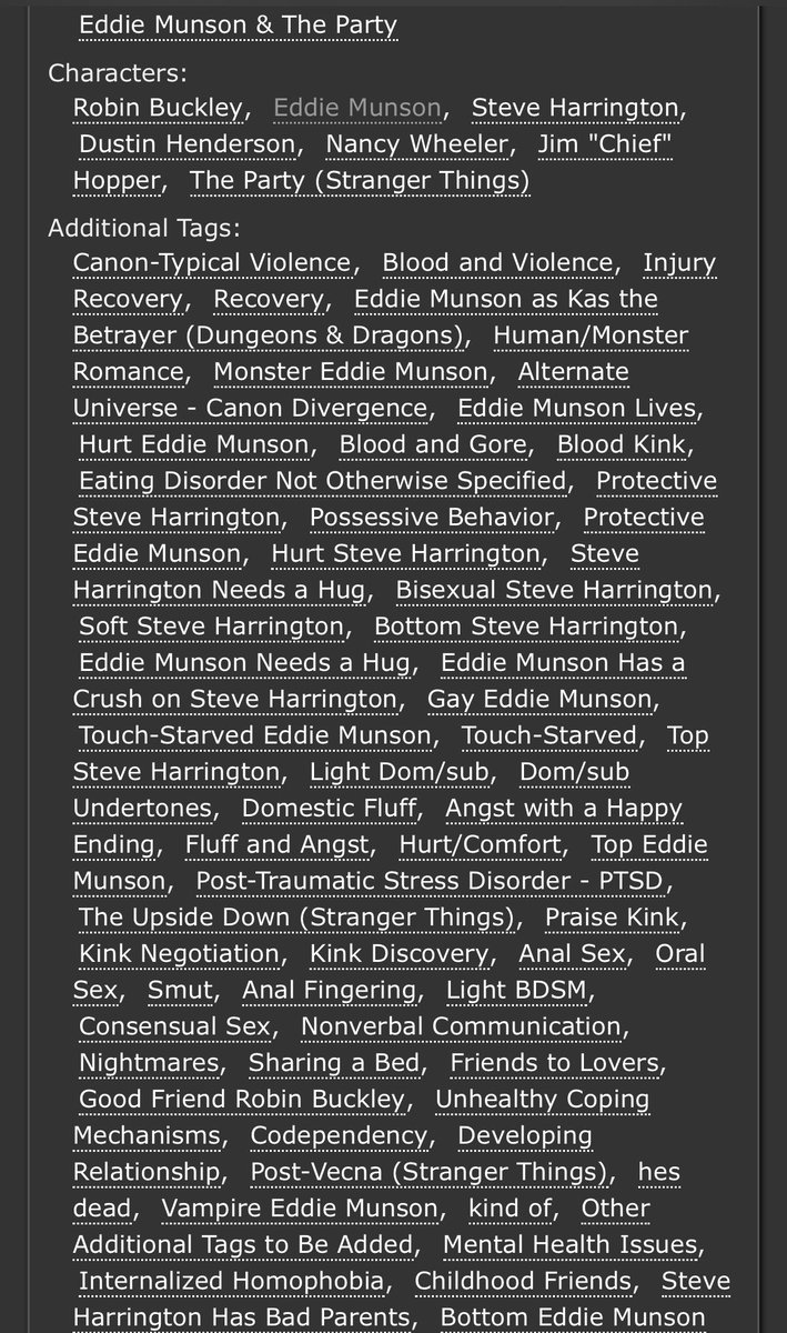 leafofthevoid's tweet image. “I’m not the only dreamer here”

A steddie fic where Eddie comes back to Steve from the upside down, but something is wrong. It doesn’t stop Steve from caring for him. 

//E, 1/?, 6.4k words 

archiveofourown.org/works/44836714…
