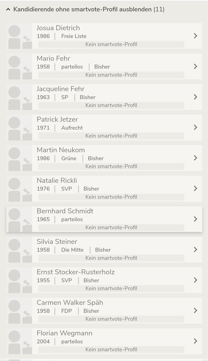 doxic's tweet photo. Kein einziges smartvote-Profil von Bisherigen aus dem Regierungsrat - wow. Somit fehlt ihr auch auf meinem Wahlzettel @silviasteiner @jacquelinefehr @MartinNeukom @spzuerich @GrueneZuerich https://t.co/cxXteuFg6q