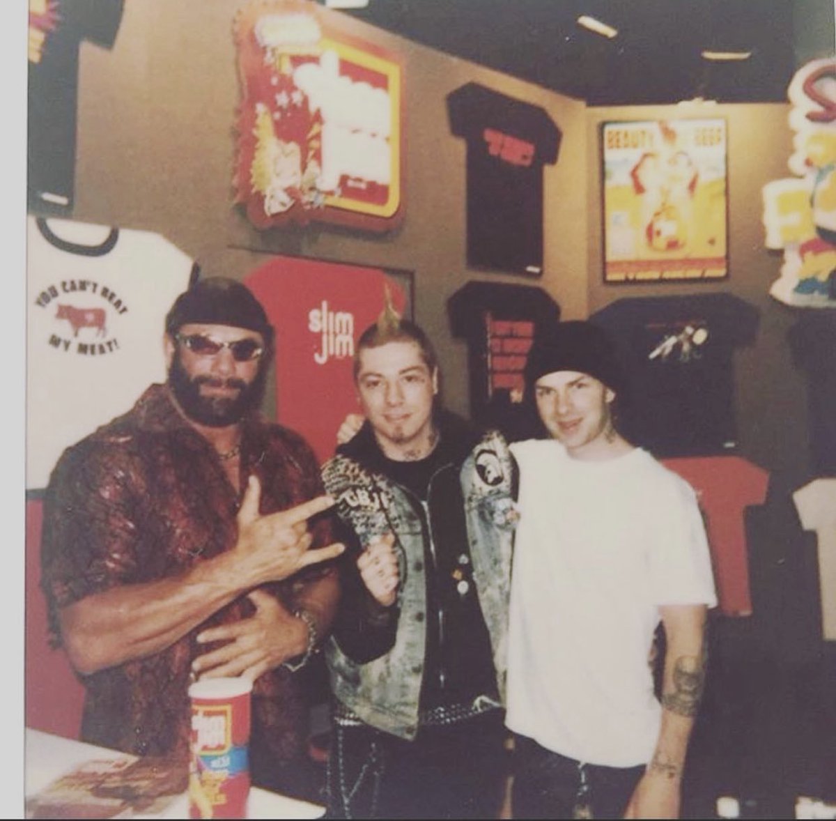 Macho Man, Myself and Tim around 2001 give or take a year. What a cool dude. Talked wrestling, baseball and music. Still have the OG Polaroid and autographed Slim Jim photo. <a href="/Rancid/">RANCID</a>