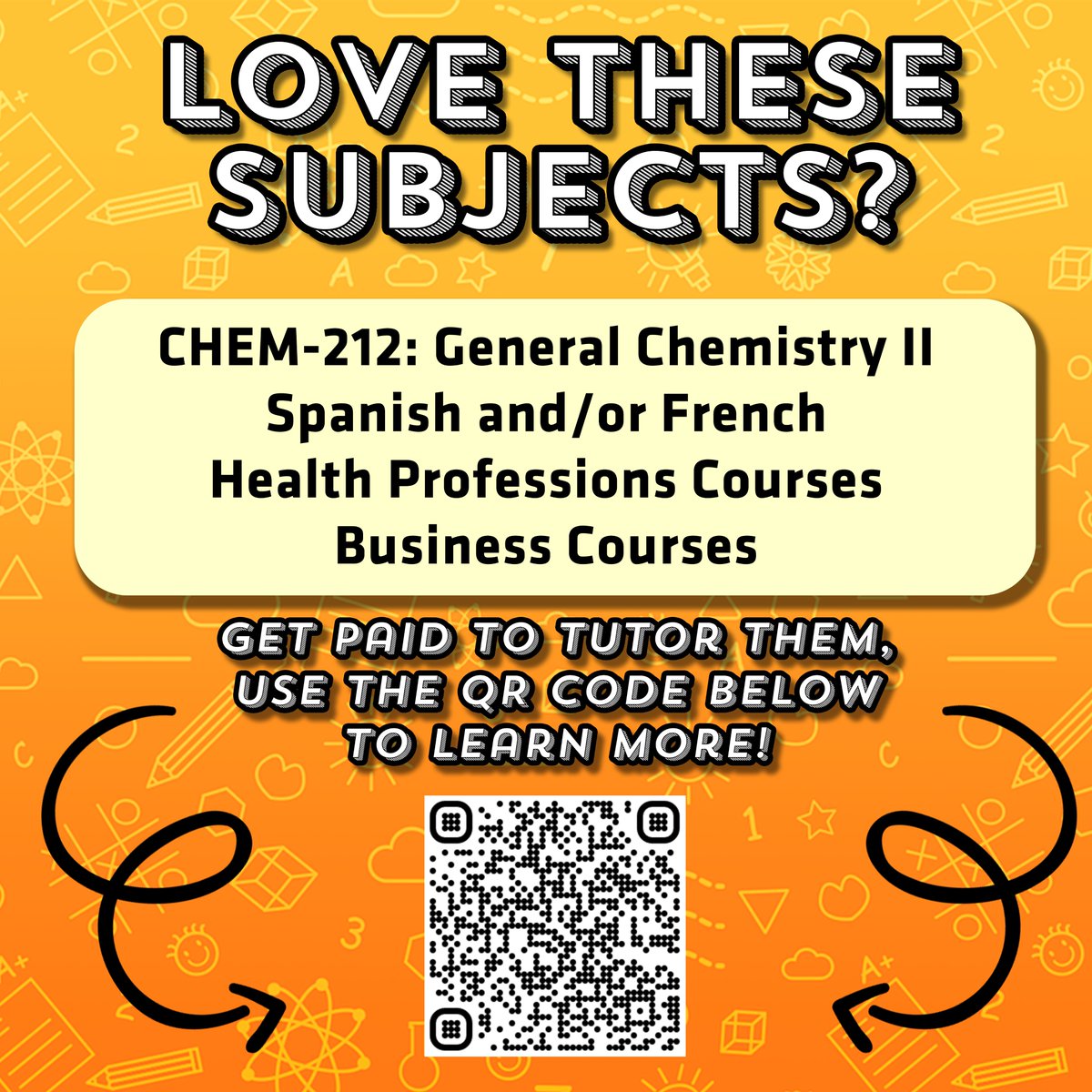 ShockerCenter's tweet image. Est-ce que tu parles français? Love business? Dedicated to Chemistry? We've got an amazing oppurtunity for people who love to teach. If interested please use the QR code or visit bit.ly/SLCTutoring. We're excited to see you! 🤗 #tutoringservices #wsuslc #wichitastate #hiring