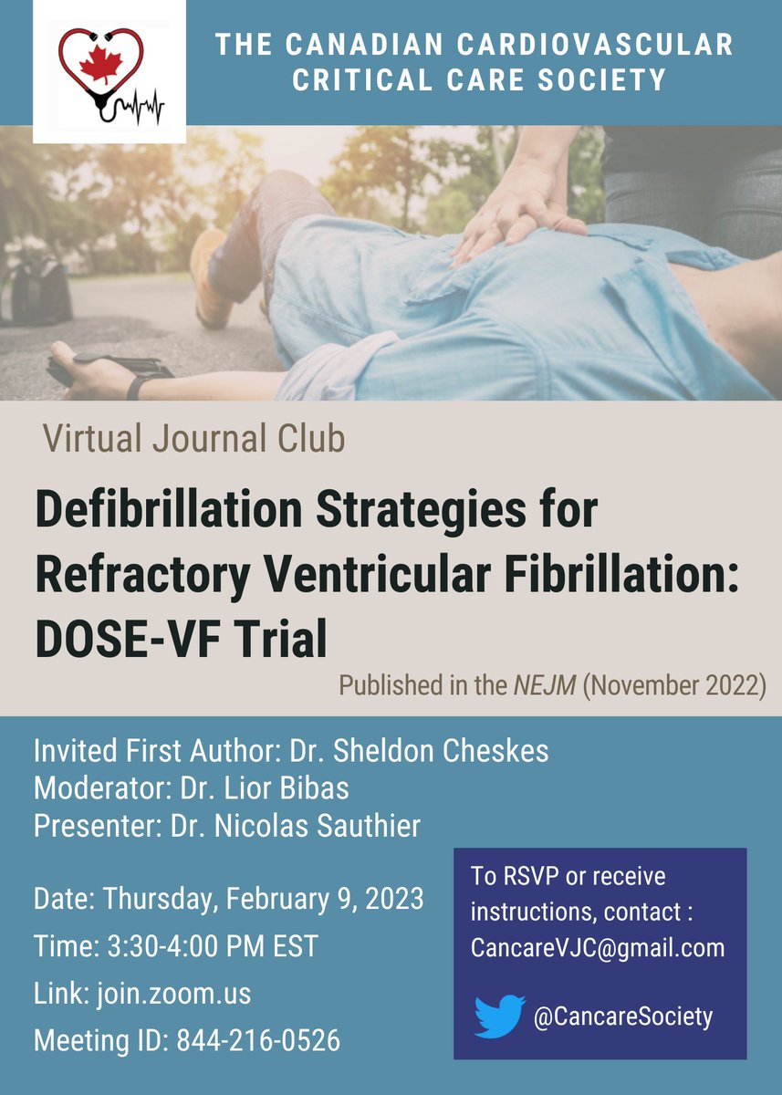 Lior Bibas🎗️ (@liorbibasmd) on Twitter photo Join us this Thursday, Feb 9 from 3:30-4:00 PM EST for a <a href="/CANCARESociety/">CANCARESociety</a> #JournalClub discussing the #DOSEVF trial published in the <a href="/NEJM/">NEJM</a>, with first author <a href="/DrCheskes/">Sheldon Cheskes</a> of <a href="/uoftmedicine/">Temerty Medicine</a> .
Looking forward to an animated discussion! See details below: Join us this Thursday, Feb 9 from 3:30-4:00 PM EST for a <a href="/CANCARESociety/">CANCARESociety</a> #JournalClub discussing the #DOSEVF trial published in the <a href="/NEJM/">NEJM</a>, with first author <a href="/DrCheskes/">Sheldon Cheskes</a> of <a href="/uoftmedicine/">Temerty Medicine</a> .
Looking forward to an animated discussion! See details below: