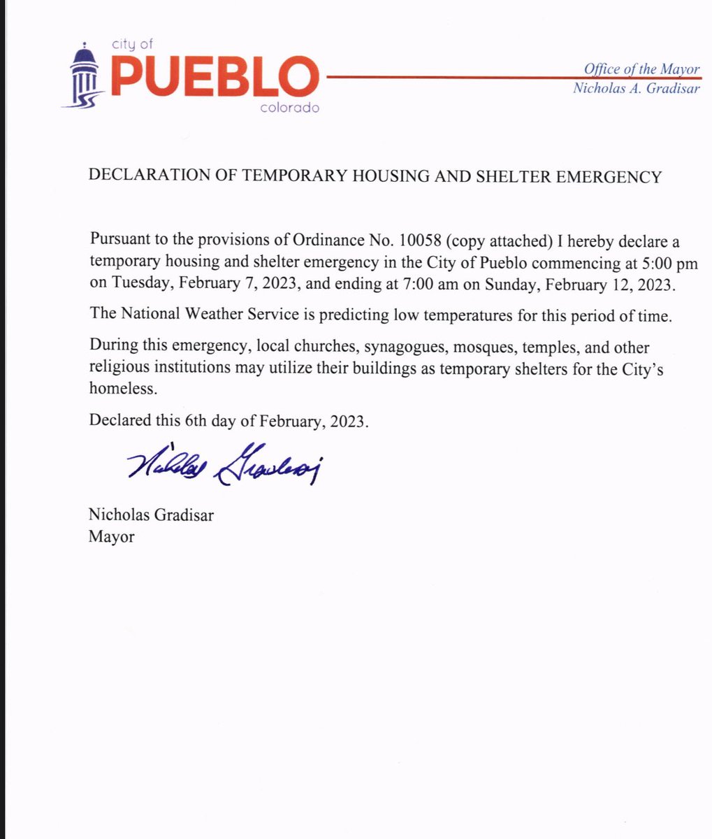 The cold weather is returning.  Emergency shelter declaration below. #pueblocity