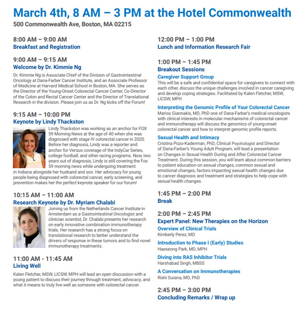 Dana-Farber's Young-Onset Colorectal Cancer Center (@dfarberyoungcrc) on Twitter photo ONE WEEK AWAY from our 4th Annual Patient and Family Forum! Register now to secure your place with us at Hotel Commonwealth!
redcap.link/4thAnnualForum… ONE WEEK AWAY from our 4th Annual Patient and Family Forum! Register now to secure your place with us at Hotel Commonwealth!
redcap.link/4thAnnualForum…