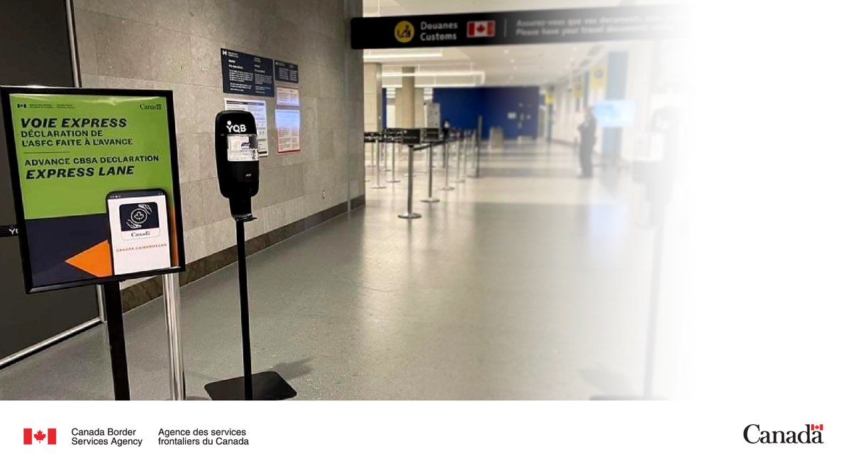 New @QuebecYQB! Submit your #AdvanceCBSADeclaration and use the new express lane to save time at the airport. #TravellerModernization #ArriveCAN Learn more: ow.ly/a5m550ML5sI