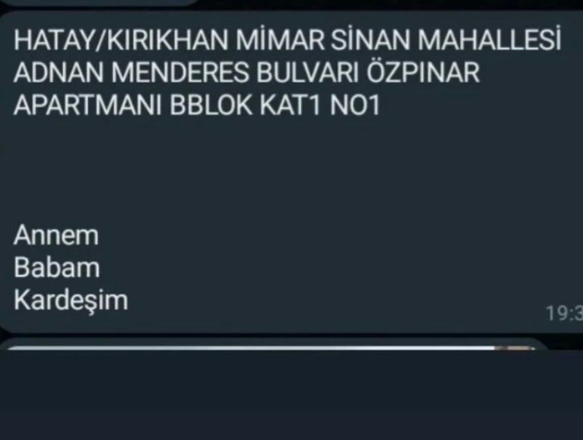 <a href="/cerentheacemi/">Ceren 🦄</a> Şu fotoğrafı paylaşmadığım yer kalmadı. Saatlerdir bölgeye yardım gitmesi için yalvarıyoruz, gerekli her yeri aradık görüştük. Hiç bir ekip yok. Yer: Hatay Kırıkhan