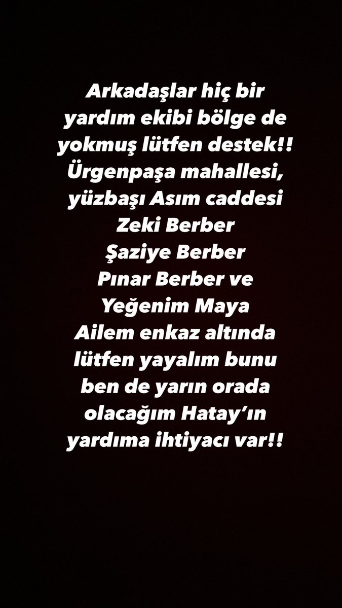 <a href="/jahreindota/">Jahrein</a> @Ahbap_Hatay <a href="/AFADHatay/">AFAD HATAY</a> <a href="/haluklevent/">Haluk Levent ( Ahbap Ekibi )</a> #deprem #Hatay