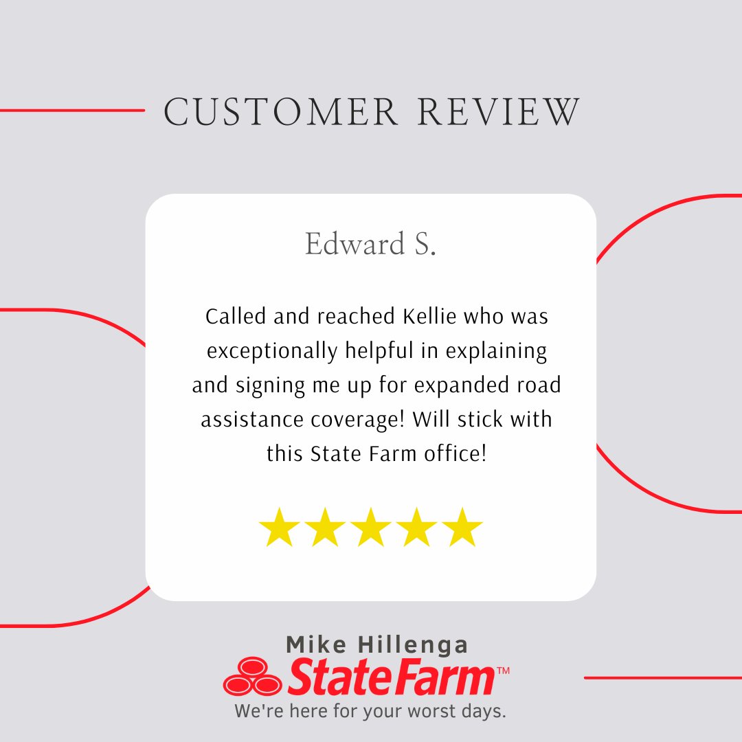 At Mike Hillenga State Farm, excellent customer service is our top priority! Thank you, Ed, for your kind words! #worstdaysagent #smallbusiness #localagent #statefarm