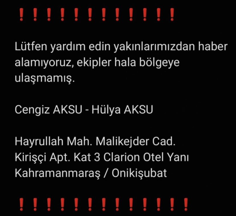 <a href="/AFADBaskanlik/">AFAD</a> #Kahramanmarasafad  
#deprem